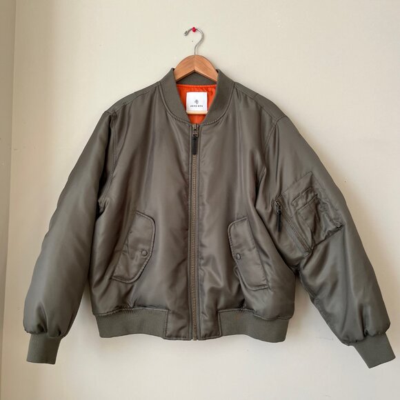 Anine Bing Leon Bomber Jacket in Army Green Size M - Picture 11 of 16